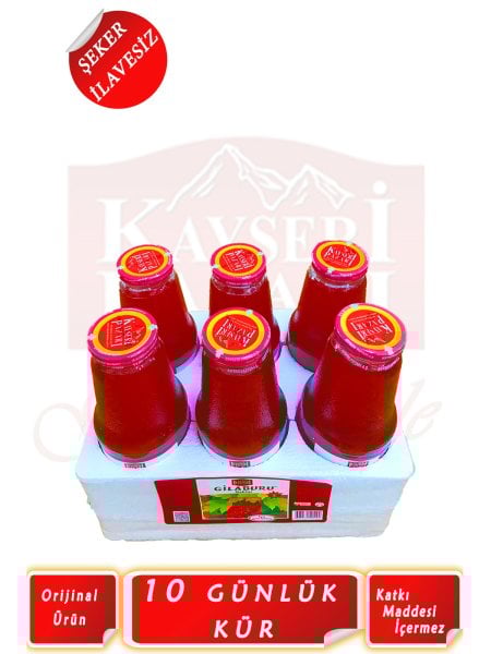 Gilaburu Suyu 10 Gün Kullanım 1000ML 6 Şişe 6000 ML ŞEKERSİZ