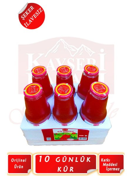 Gilaburu Suyu 10 Gün Kullanım 1000ML 6 Şişe 6000 ML ŞEKERSİZ