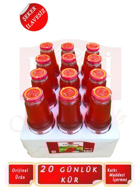 Gilaburu Suyu 20 Gün Kullanım 1000ML 12 Şişe 12000 ML ŞEKERSİZ