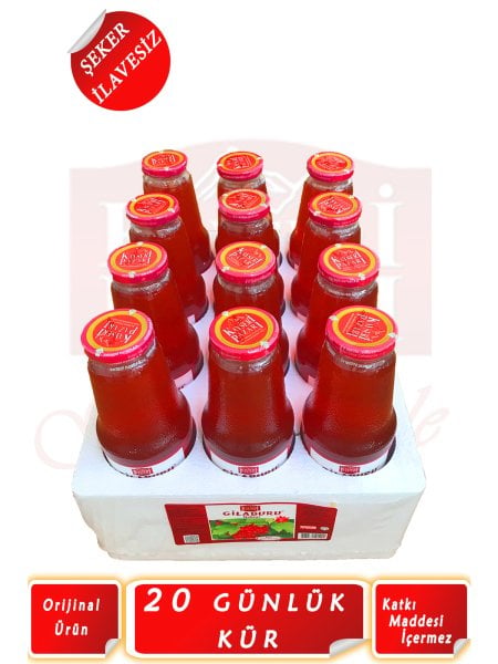 Gilaburu Suyu 20 Gün Kullanım 1000ML 12 Şişe 12000 ML ŞEKERSİZ