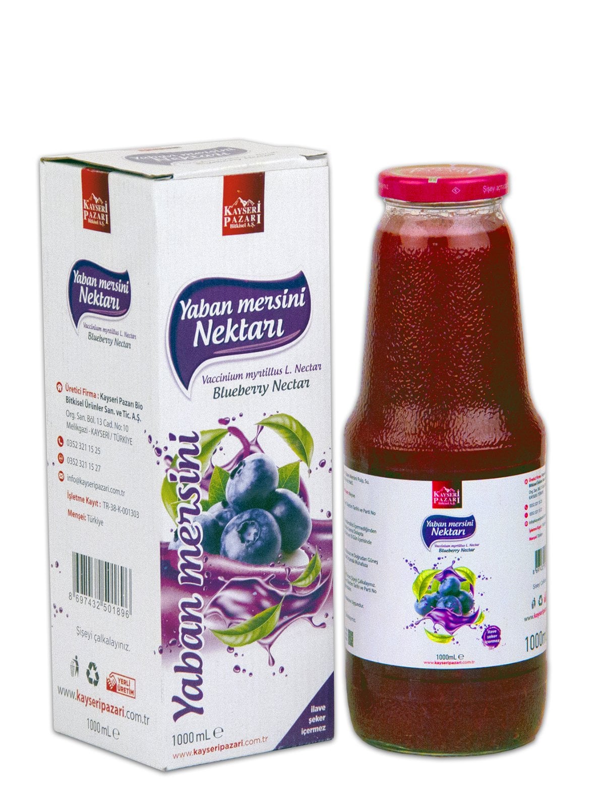 Yaban Mersini Suyu Nektarı 1000 ml Cam Şişe