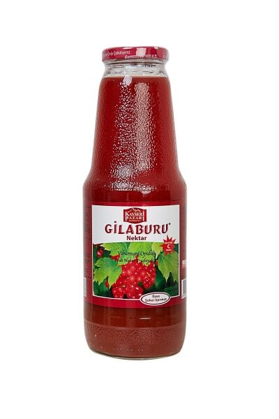Kayseri Pazarı Gilaburu Suyu Nektarı 1000 mL Cam Şişe Şeker İlavesiz