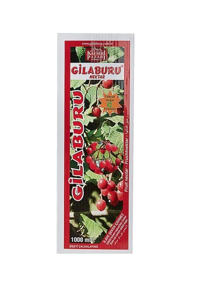 Kayseri Pazarı Gilaburu Suyu Nektarı 1000 mL Cam Şişe Şeker İlavesiz